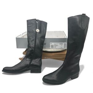 Gabor 91.609.27 Tall Leather Boots $369 Black UK 9 EU 43 US 11.5 Knee High Zip